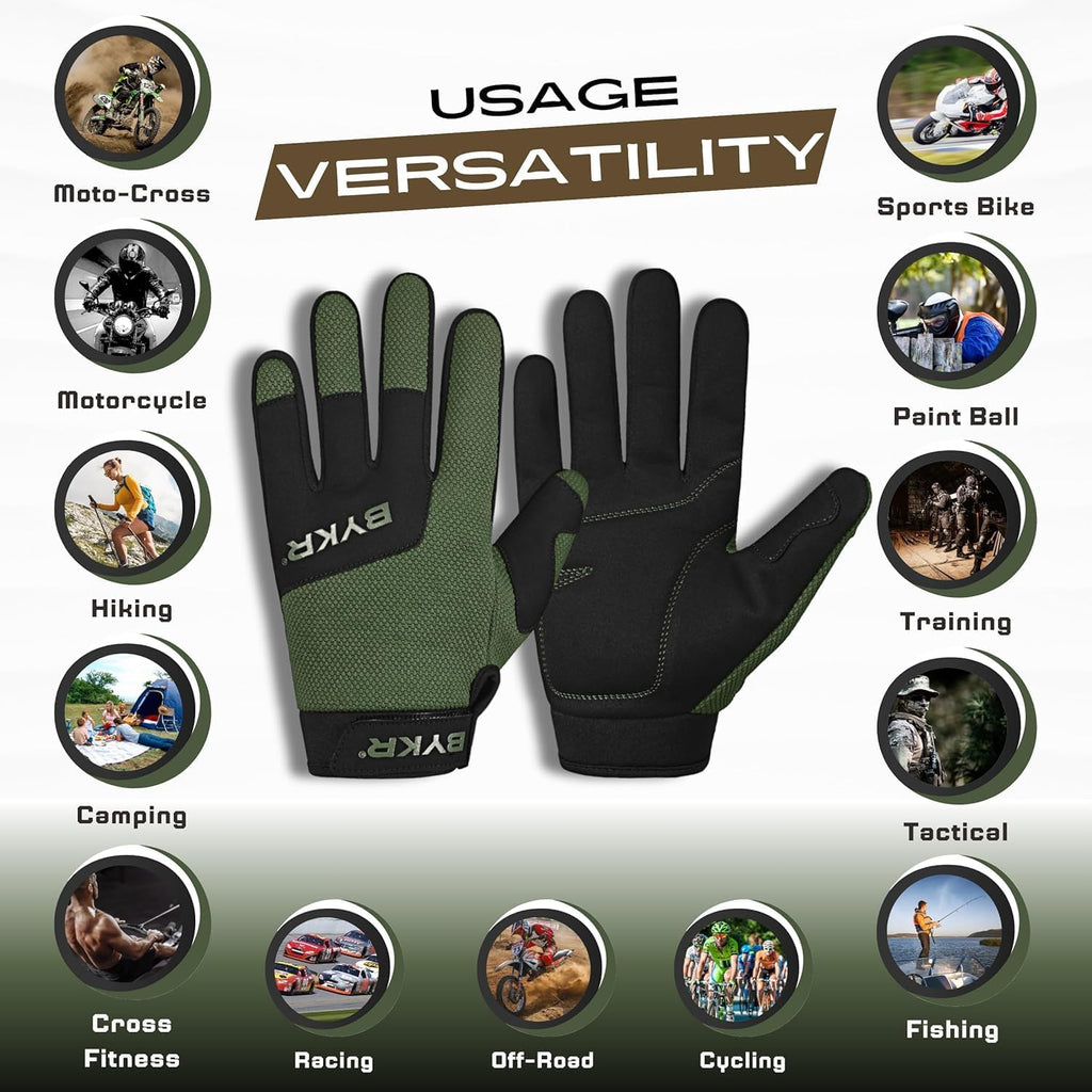BYKR All-Weather Motorcycle Gloves for Men & Women – Protection for Dirt Bike, BMX, MX, and ATV Riding