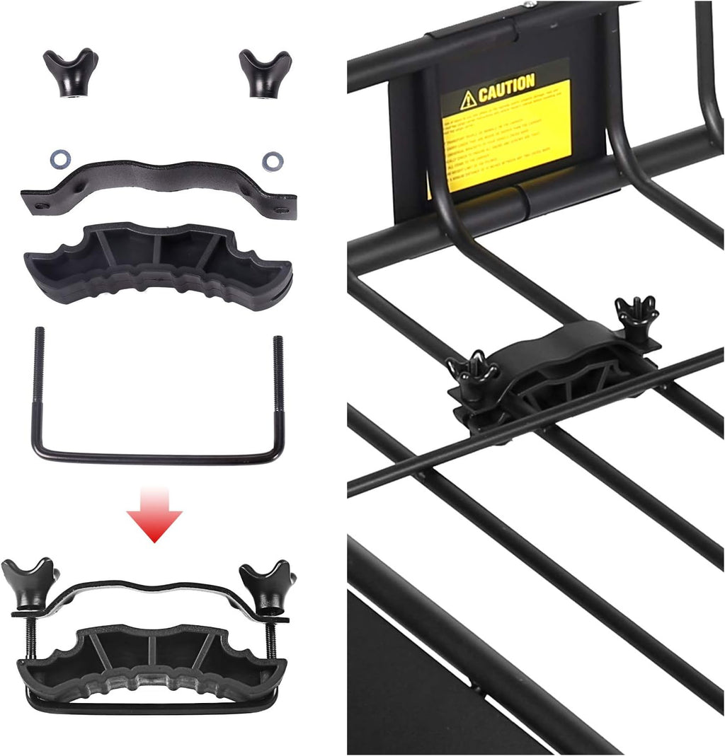 XCAR Roof Rack Basket Rooftop Cargo Carrier with Extension Black Car Top Luggage Holder 64"x 39" Universal for SUV Cars