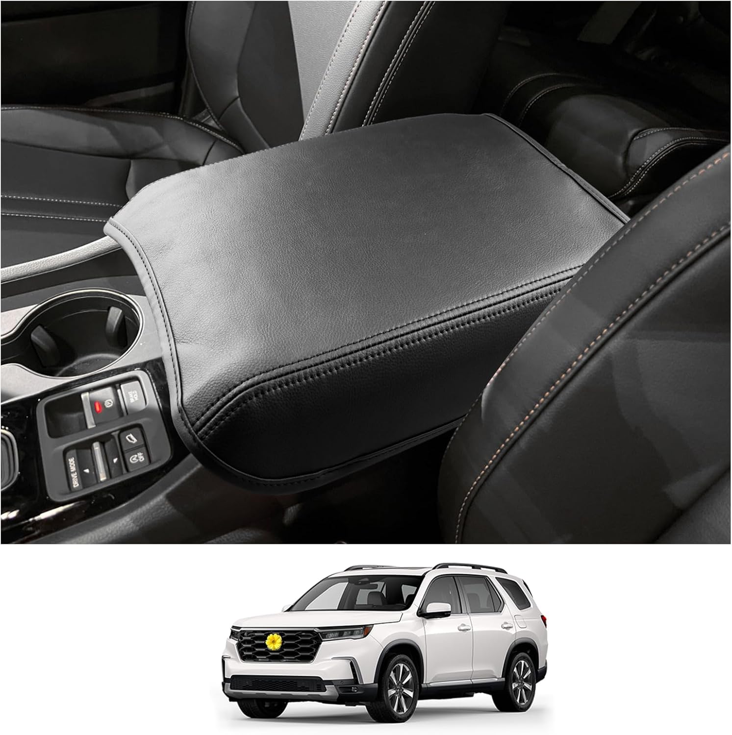 CDEFG 2023 2024 2025 Pilot Center Console Cover for 2023 2024 2025 Honda Pilot/ 2024-2025 Ridgeline/ 2024-2026 Passport Armrest Cover Center Console Pad Arm Rest Cushion Pilot 2025 Hybrid Accessories