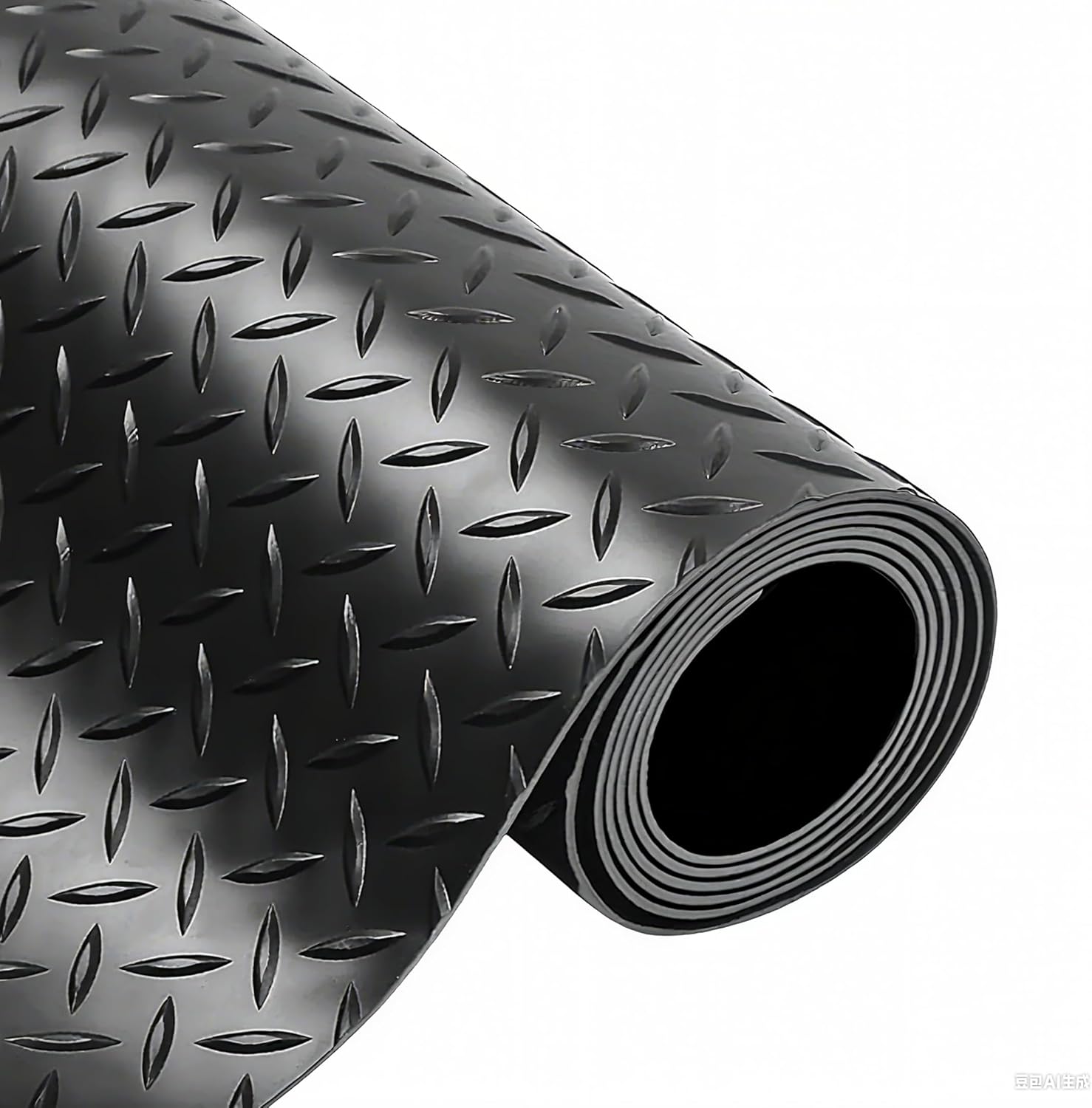 4X10 FT Garage Floor Mat， 2.5 Inch Thickened Diamond Plate Flooring Roll for Under Car， Non-Slip Commercial Grade Heavy Duty Parking Mat for Garage, Warehouse, Workshop, Basement, Gym（Black）