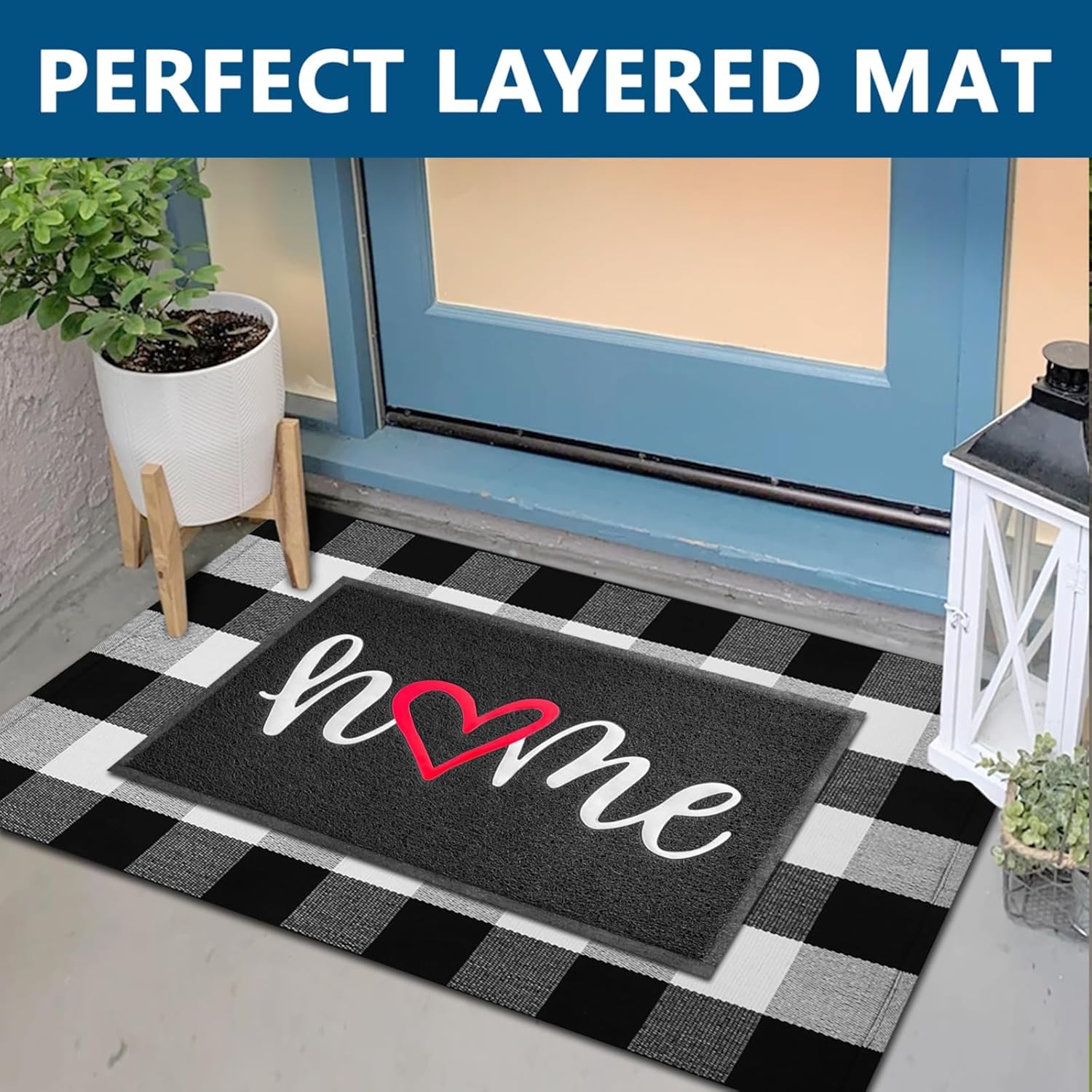 EARTHALL Door Mat 3-Pack Outside Inside Home Doormat 30"x17.5" Durable Floor Mat Non Slip Rug Ultra Absorb Mud Easy Clean Front Doormat for Garage, Entryway, Patio, High Traffic Areas, Black