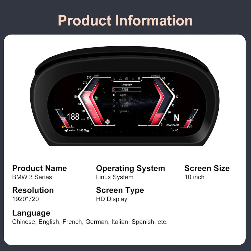 Speedometer Instrument for BMW E90 E91 E92 E93 2005-2012 CCC CIC, 10 inch Linux System Original Car Information Display Digital Cluster Dashboard Screen