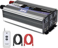 3000W Power Inverter 24V to 110V/120V DC to AC with LCD Display, Remote Controller and 4 x AC Outlets Car Adapter for Car Truck Boat RV Off Grid Solar System