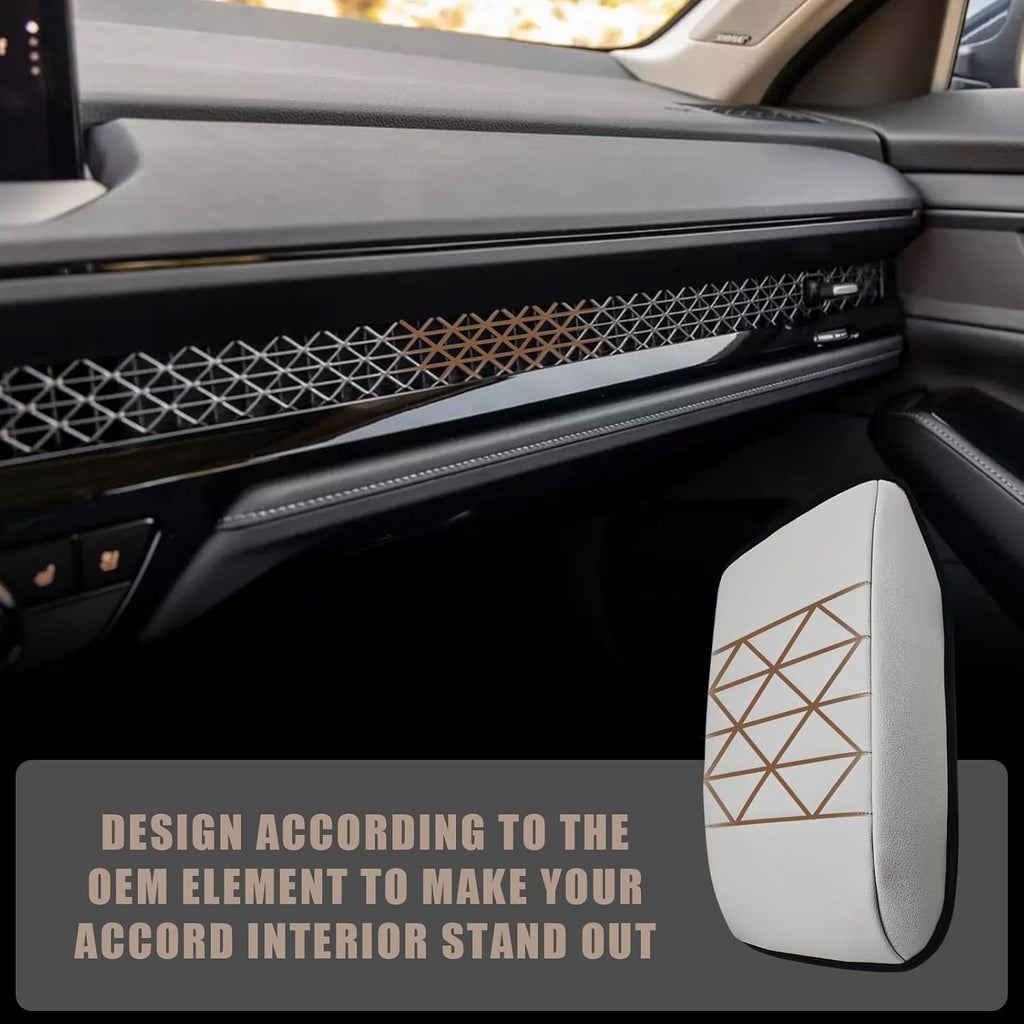 Muslogy for Accord 2025 2024 2023 Center Console Cover Armrest Pad Vegan Leather Extra Soft Armrest Lid Protector Compatible with Honda Accord LX EX Sport Hybrid EX-L Sport-L Touring (V2 White)