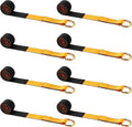 8 Pack 2'' X 8ft Tow Truck Straps Lasso Wheel Lift Straps Lasso Tow Strap with D Ring 11, 000 Lbs Break Strength Auto Tie Down Auto Hauler for Trailer Truck Tie