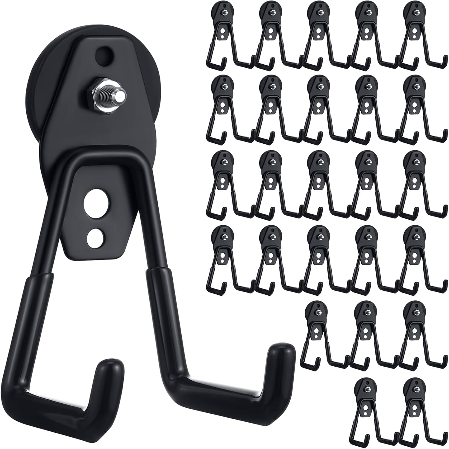 Landhoow Large Magnetic Hooks Heavy Duty Garage Magnet Hooks Strong Storage Utility Magnetic Hangers with Anti Slip Rubber Coating for Indoor and Outdoor Hanging(Black,26 Pcs)