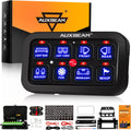 Auxbeam 8 Gang Switch Panel BA80, Universal Circuit Control Relay System Box with Automatic Dimmable On-Off LED Switch Pod Touch Switch Box for Car Pickup Truck Boat UTV ATV, Blue 2 Years Warranty