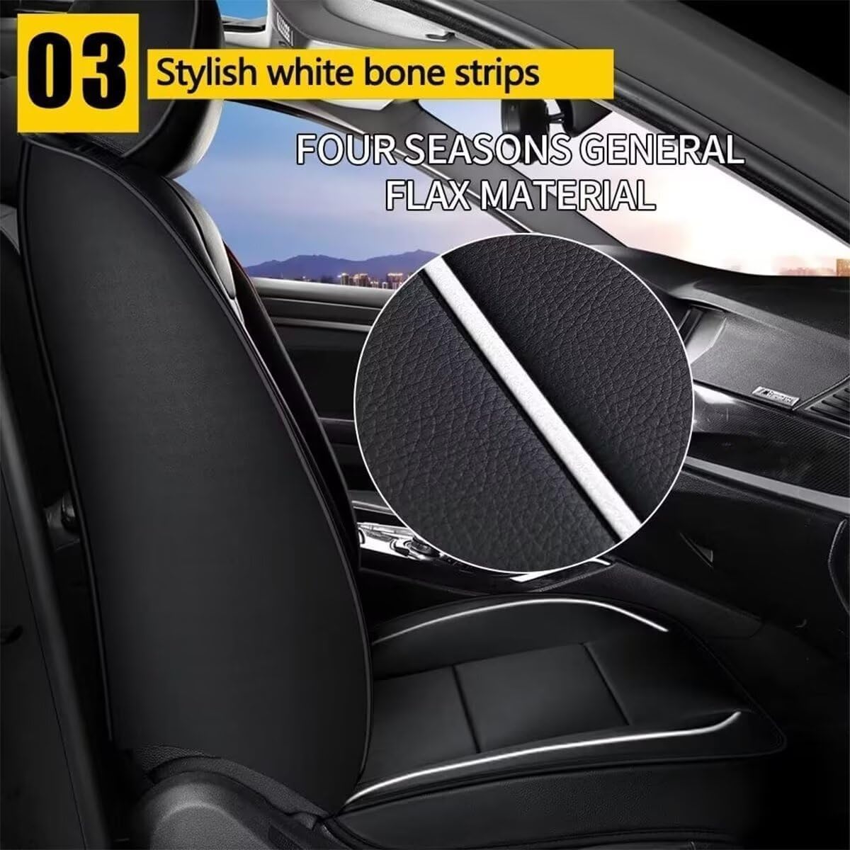 YORKNEIC Seat Covers for Hyundai Kona 2018-2024 2025: Waterproof Leather Car Seat Covers Front Set Automotive Seat Protectors (2 Front Set, Black)