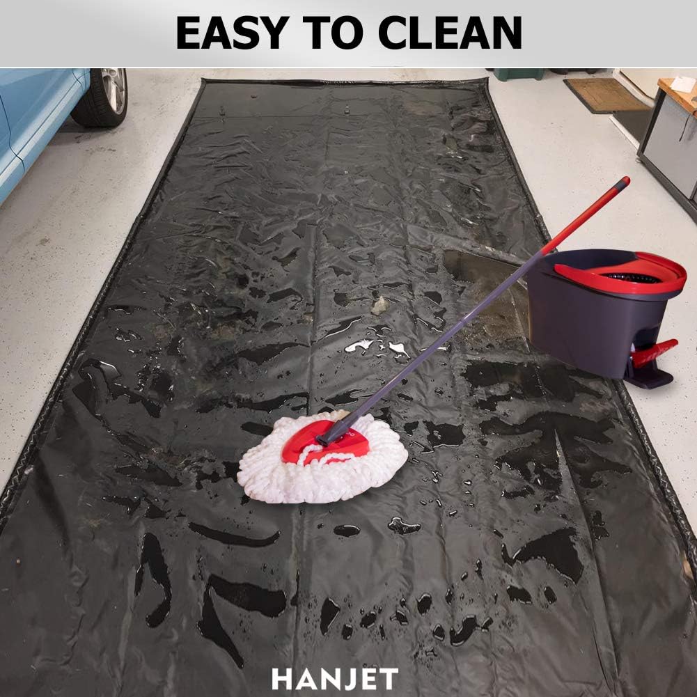 Garage Car Floor Mat Containment Garage Mat for Oil, Winter Snow, Mud, Rain - 7' 9" x 16', Black