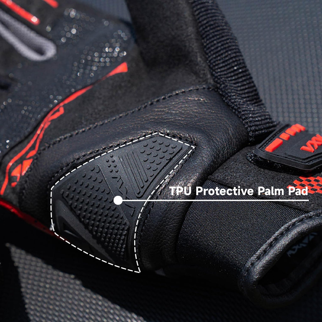 VXW Motorcycle Gloves for Men and Women - Gel Palm Sliders, Leather & Mesh Construction Full Finger Touchscreen, High-Speed Sports Gear for MTB/ATV/BMX/Motocross/Dirt Bike