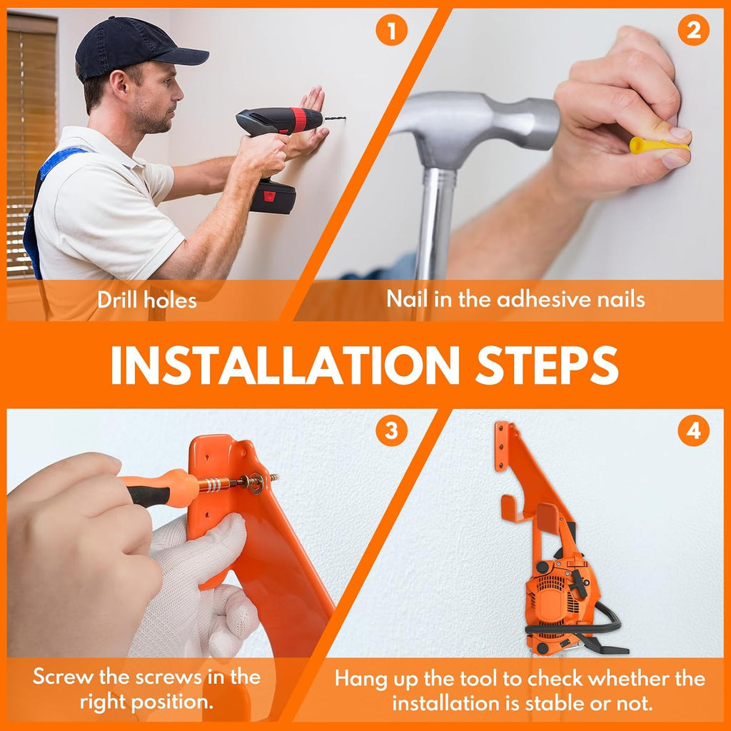 Chainsaw Hanger,1pcs Ideal for Adult Garage Tool Organizer. This Chainsaw Accessory Rust Proof Alloy Steel Construction with Powder Coating, Perfect Wall Mount Solution for Your Chainsaw.(orange)