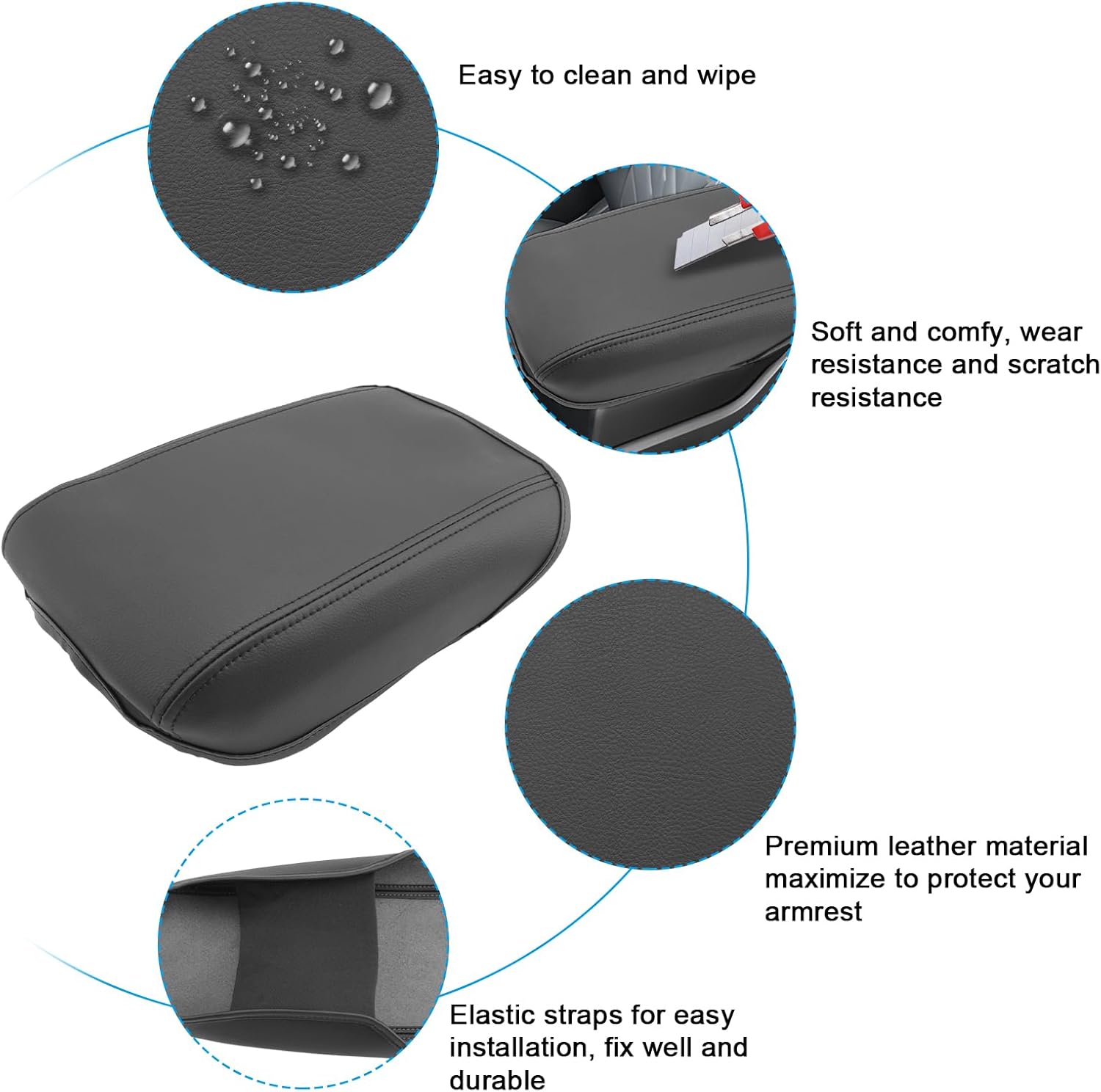 SXCY for 2024 2025 Sportage Armrest Cover for Kia Sportage 2024 2025 Accessories 2023 2024 2025 Sportage Center Console Cover 2024 2025 Sportage Middle Console Cover (Black Leather Cover)