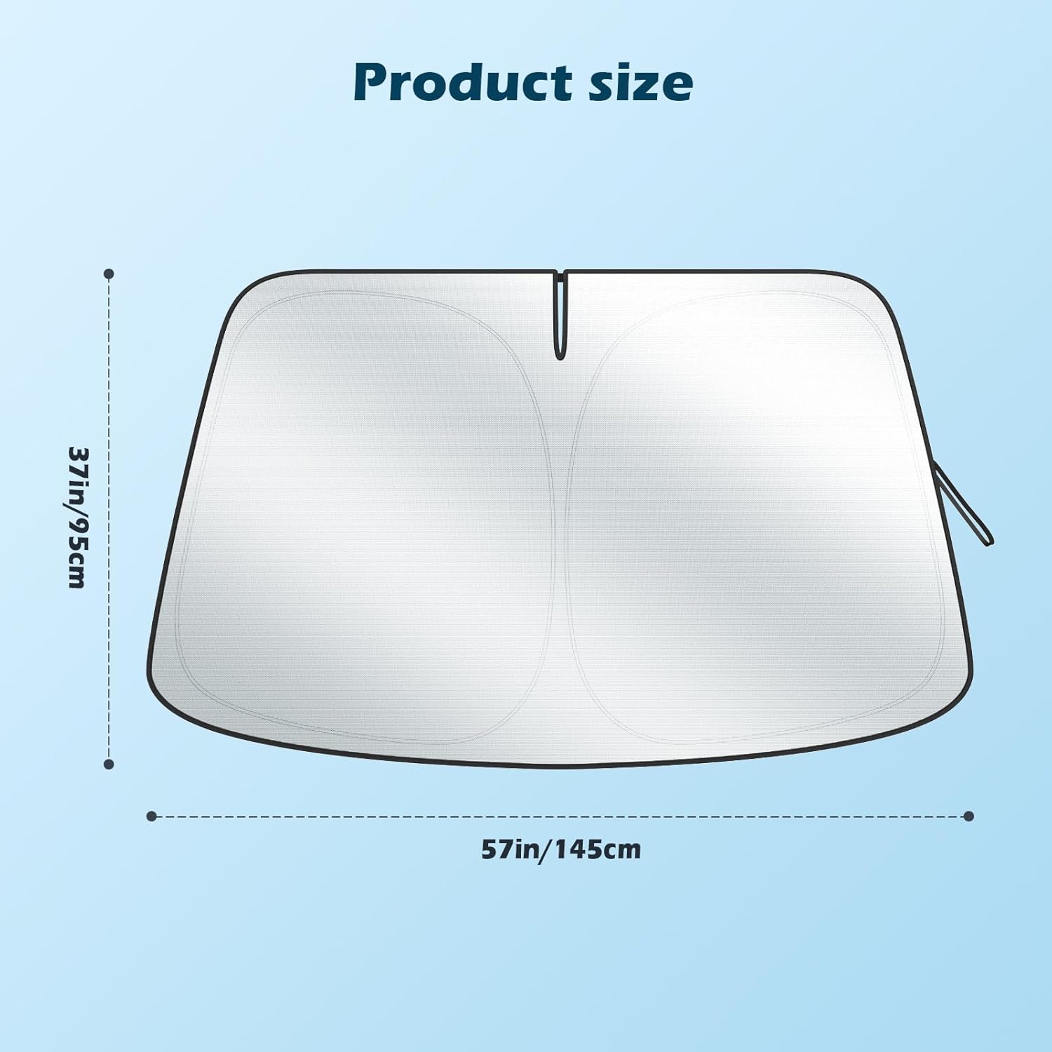 Car Windshield Sun Shade, 300T Thickened Car Window Shades Heat Reflective Interior Cool, Universal Fit for Most Cars SUVs Trucks, Foldable & Portable Design (for Tesla Model 3/Y (57'' × 37''))