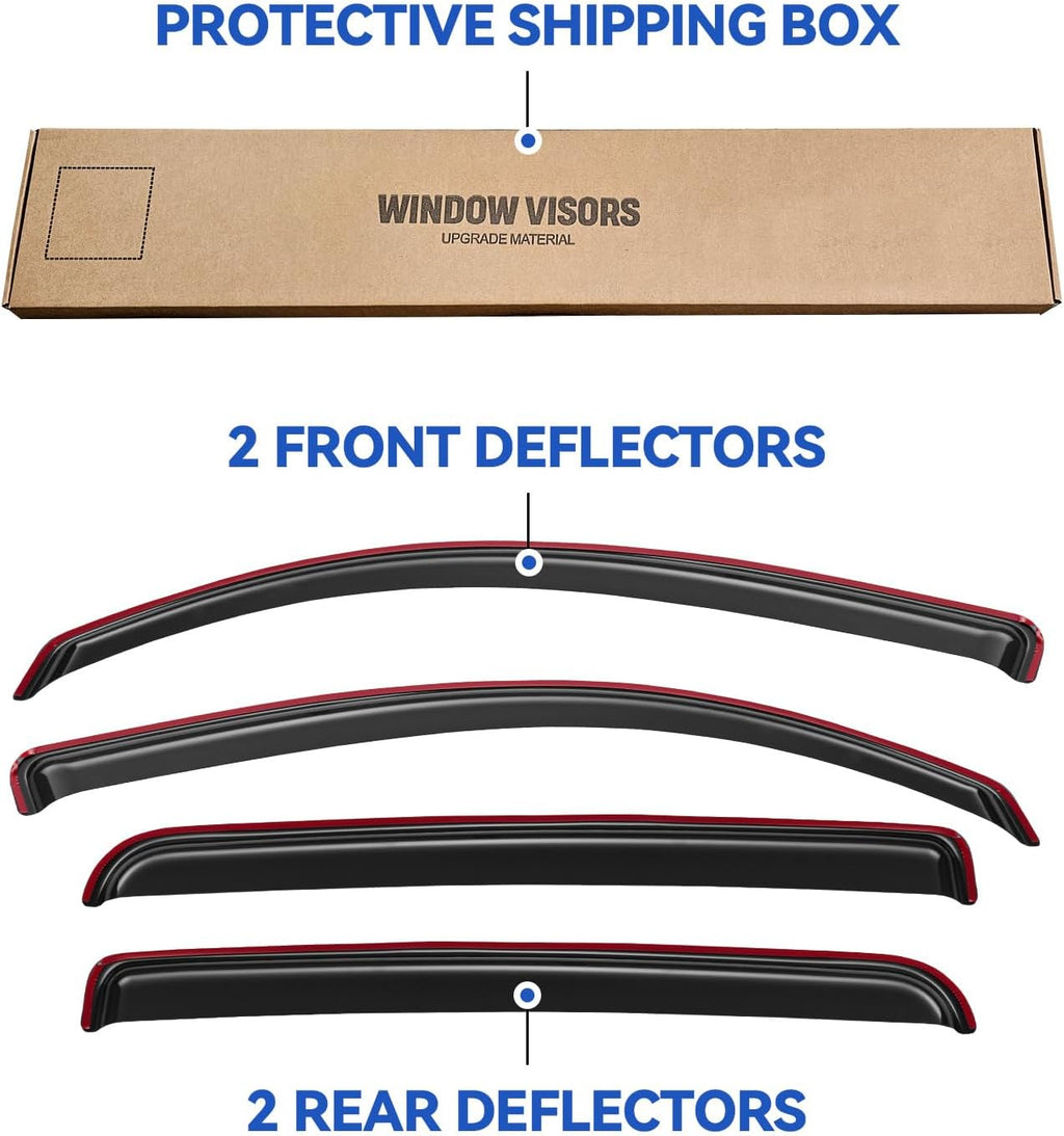 in-Channel Window Visors Rain Guards for 2016-2023 Toyota Tacoma Double Cab, Window Vent Wind Deflectors Visors Shades for 16-23 Tacoma
