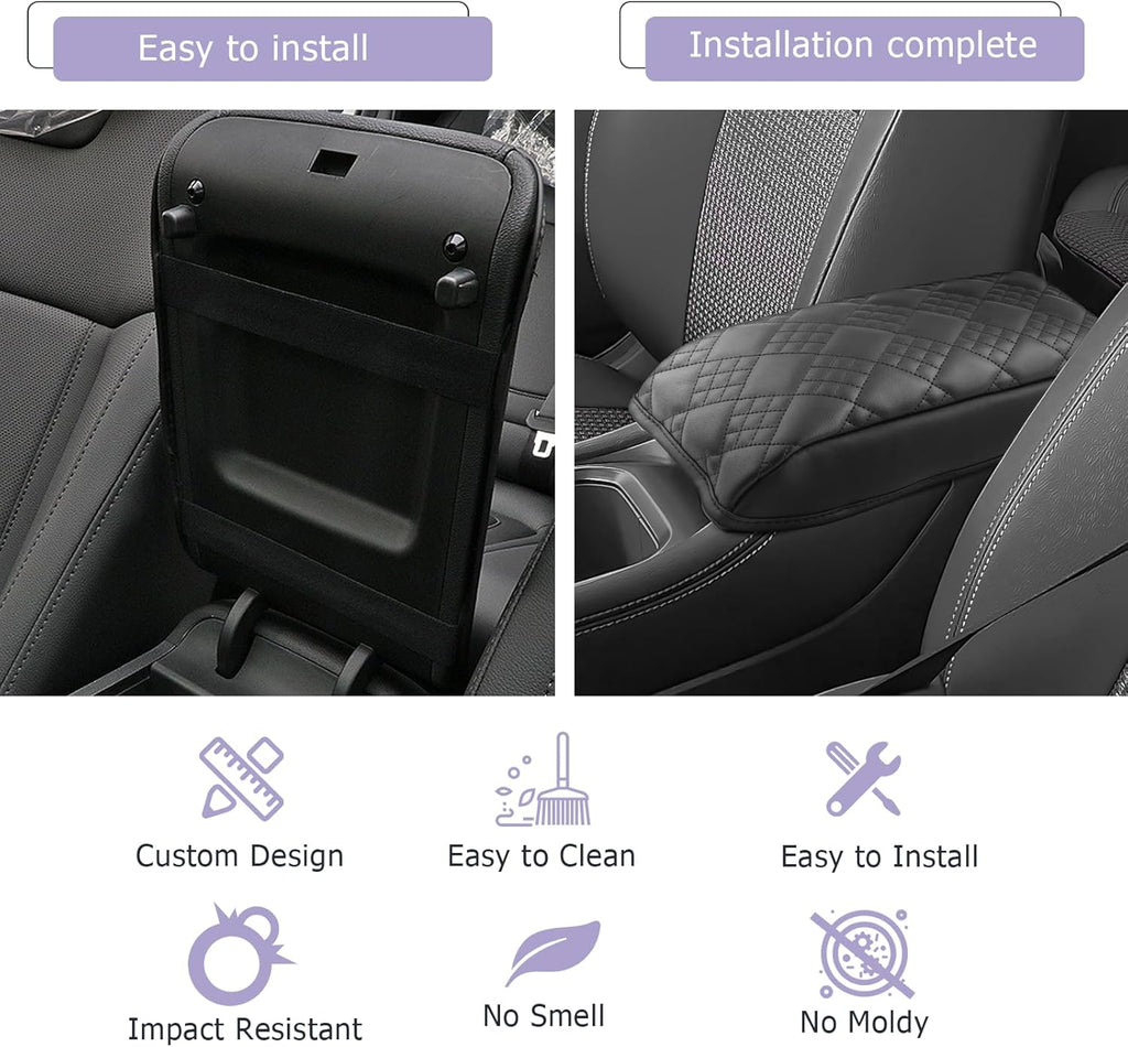 LUWU 2025 Kicks Center Console Cover Compatible with 2025 Nissan Kicks Accessories 2025 Kicks S/SV/SR Armrest Cover Armrest Console Cover (Thick Black)