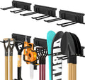 Garage Tool Organizer Wall Mount 48in- 6 Heavy Duty Hooks,360lbs Capacity, Garage Organization & Storage Rack for Broom, Rake & Snow Equipment - Tool Organizer & Men’s Gift Choice