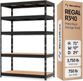 Storage Shelves: 5 Storage Shelves Heavy Duty w/ 3,750 lb Total Load Capacity, 750 per Storage Shelf, 71x47x24 | Perfect Solution for Your Storage Needs, Adjustable Shelving Unit