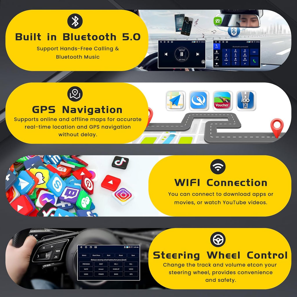 [4G+64G] Android 15 Car Stereo for Kia Cerato K3 Forte 2013-2018 with Wireless Carplay Android Auto, 9 Inch HD Touch Screen with WiFi GPS Bluetooth5.0 FM/RDS Radio 32EQ SWC Backup Camera MIC