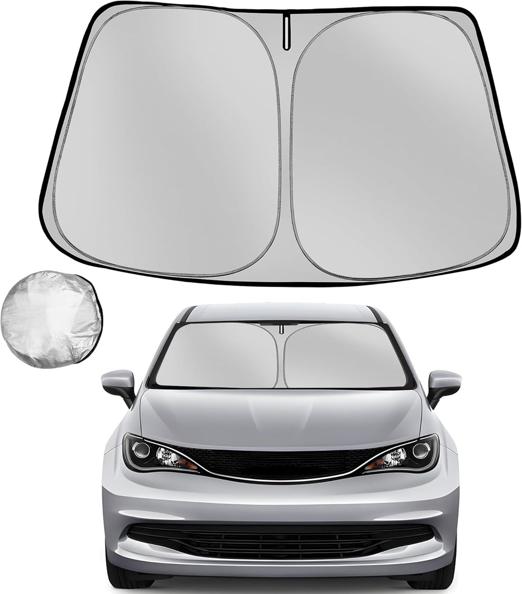 Windshield Sun Shade for 2017-2025 Chrysler Pacifica Minivan Foldable Sun Sunshade for Car Front Window Blocks UV Rays and Heat Automotive Interior Protector Custom Fit Accessories