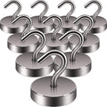 Neosmuk Magnetic Hooks, Cruise Ship Essentials, 80lb+ Heavy Duty Magnetic Hooks for Cruise Cabins, Refrigerator, Grill, Hanging, and Travel | Extra Strong Must-Haves Magnet Hook,Brown