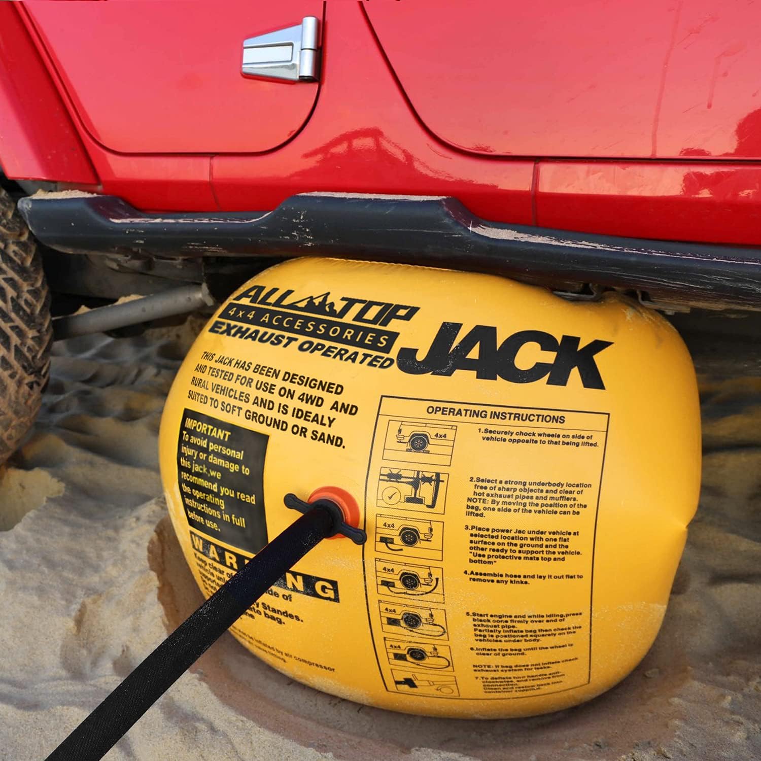 ALL-TOP Off-Road Exhaust Air Jack, 31inch Lift 8800Lbs Capacity, Inflatable Soft Jack for Low Clearance, fits Air Compressor & Exhaust