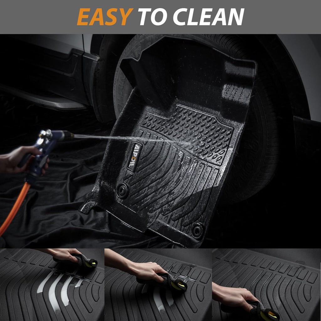 AIPOIL® Floor Mats & Cargo Liner Set for 2016-2024 2025 Dodge Durango (7 Passenger Bench) All Weather Protection TPE Anti-Slip Automotive Full Set Custom Car Mats Accessories - Black