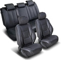 Coverland Custom Car Seat Covers Compatible with 2005-2021 Frontier King Cab, Crew Cab - Premium Leather Non-Slip Waterproof Cover Interior Protector Full Set-Black [See Size Chart-Size X116]