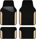 CAR PASS Waterproof Car Floor Mat, Universal Fit Car Mats with Driver Heel Pad, Leather Car Carpet, Anti-Slip Nibbed Backing Floor Mats for SUV, Vans,Sedan,Truck, Automotive Floor Mats (Black Beige)
