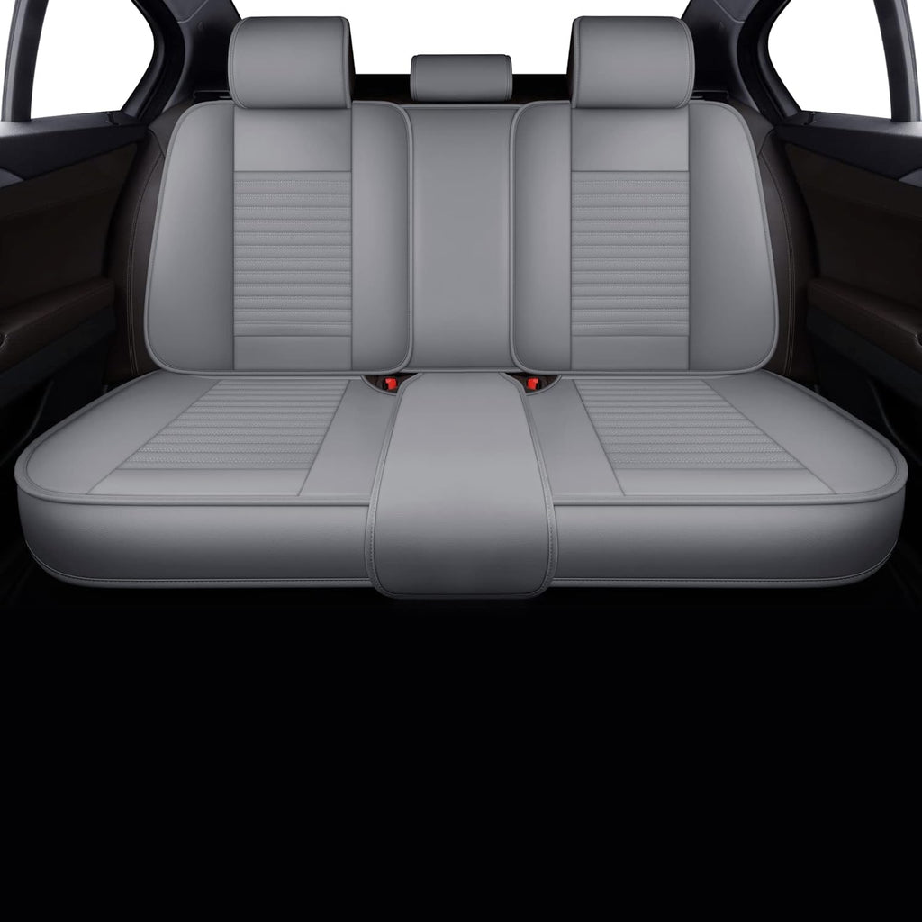 LINGVIDO Car Seat Covers, Breathable and Waterproof Faux Leather Automotive Seat Covers for Cars SUV Pick-up Truck Sedan,Universal Anti-Slip Driver Seat Cover with Backrest (Rear Seat, Gray)