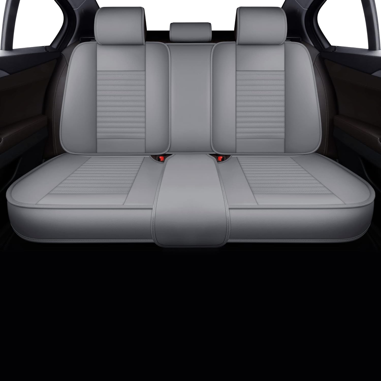 LINGVIDO Car Seat Covers, Breathable and Waterproof Faux Leather Automotive Seat Covers for Cars SUV Pick-up Truck Sedan,Universal Anti-Slip Driver Seat Cover with Backrest (Rear Seat, Gray)