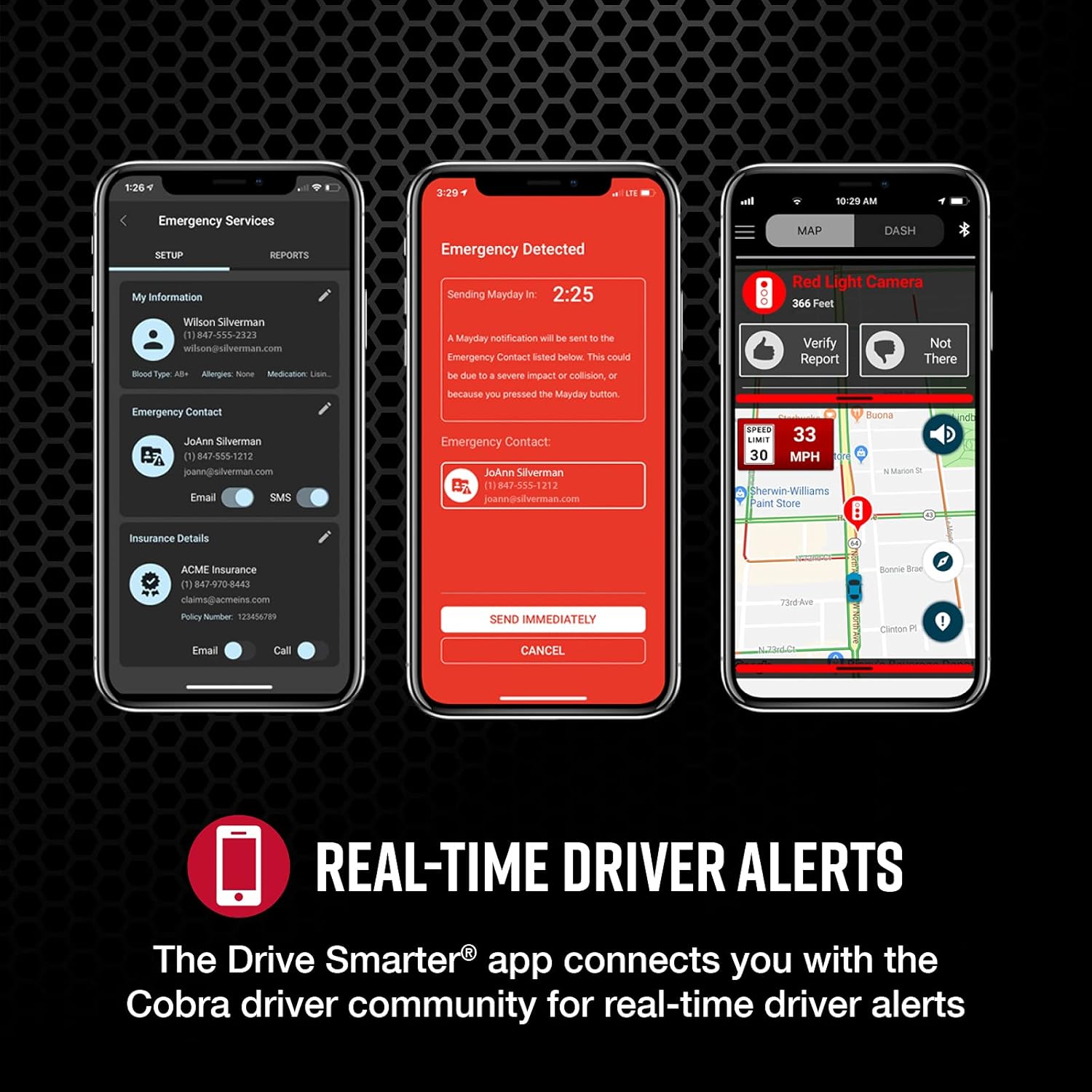 Cobra SC 200D Smart Dash Cam + Rear Cam and 2.5A OBDII Port to Micro-USB Hardwire Kit: Dual-View with QHD+ 1600P Resolution, Built-in Wi-Fi & GPS, Drive Smarter App + Apple Carplay Compatible