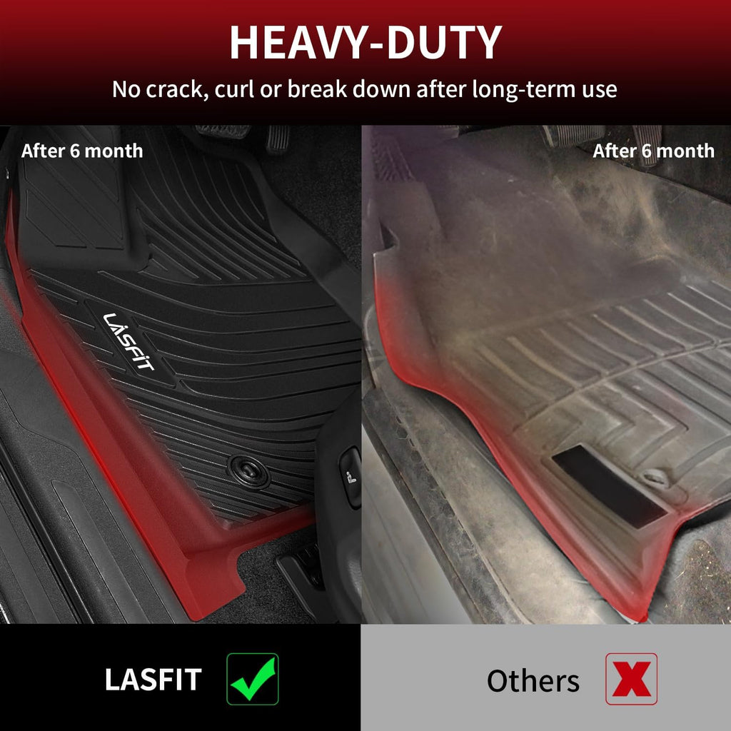 LASFIT Floor Mats for Toyota Tundra 2022-2024 2025 CrewMax Cab, All Weather Custom Fit TPE Floor Liners for Tundra SR/SR5/TRD PRO/Limited/Platinum/Castone Front&Rear 2 Row Car Mats, Black