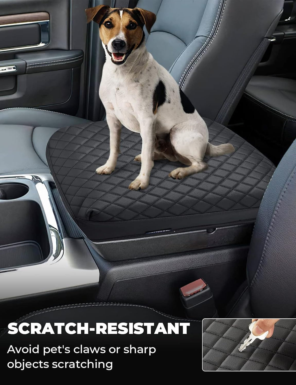 ISSYAUTO Center Console Cover Armrest lid Cover Compatible with 2009-2024 Ram, Leather Arm Rest Covering for Car, Well-Make Durable Middle Console Cover Armrest Box Protective Cover