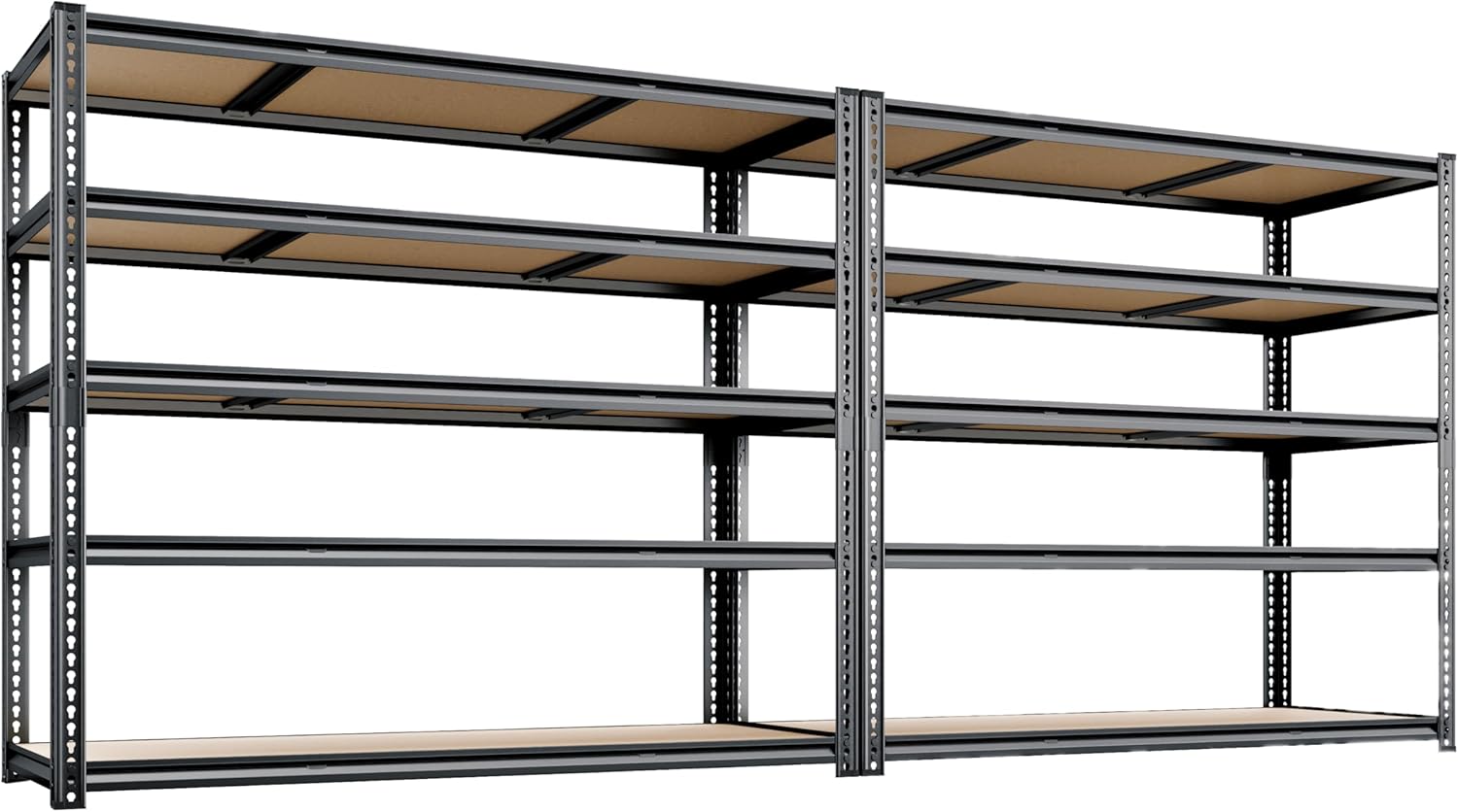 48"W Garage Shelving, 2650LBS Storage Shelves heavy duty, 5 Tier Metal Shelving Unit Adjustable Garage Shelves Heavy Duty Shelving for Warehouse,Commercial, Kitchen, 48" W × 24" D × 72" H, Black，2PCS
