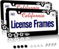 Stainless Steel Hibiscus Flower License Plate Frame Hibiscus License Plate Holder， Tropical Floral Car License Plate Covers Accessory tag Frame with Screws for Women 12.3" X 6.3"