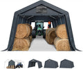 PHI VILLA 13'X22'X9.6' Outdoor Portable Storage Shelter Shed Garage with Roll up Zipper Doors & Vents Carport for Motorcycle Waterproof and UV Resistant Anti-Snow Portable Garage Kit Tent, Gray
