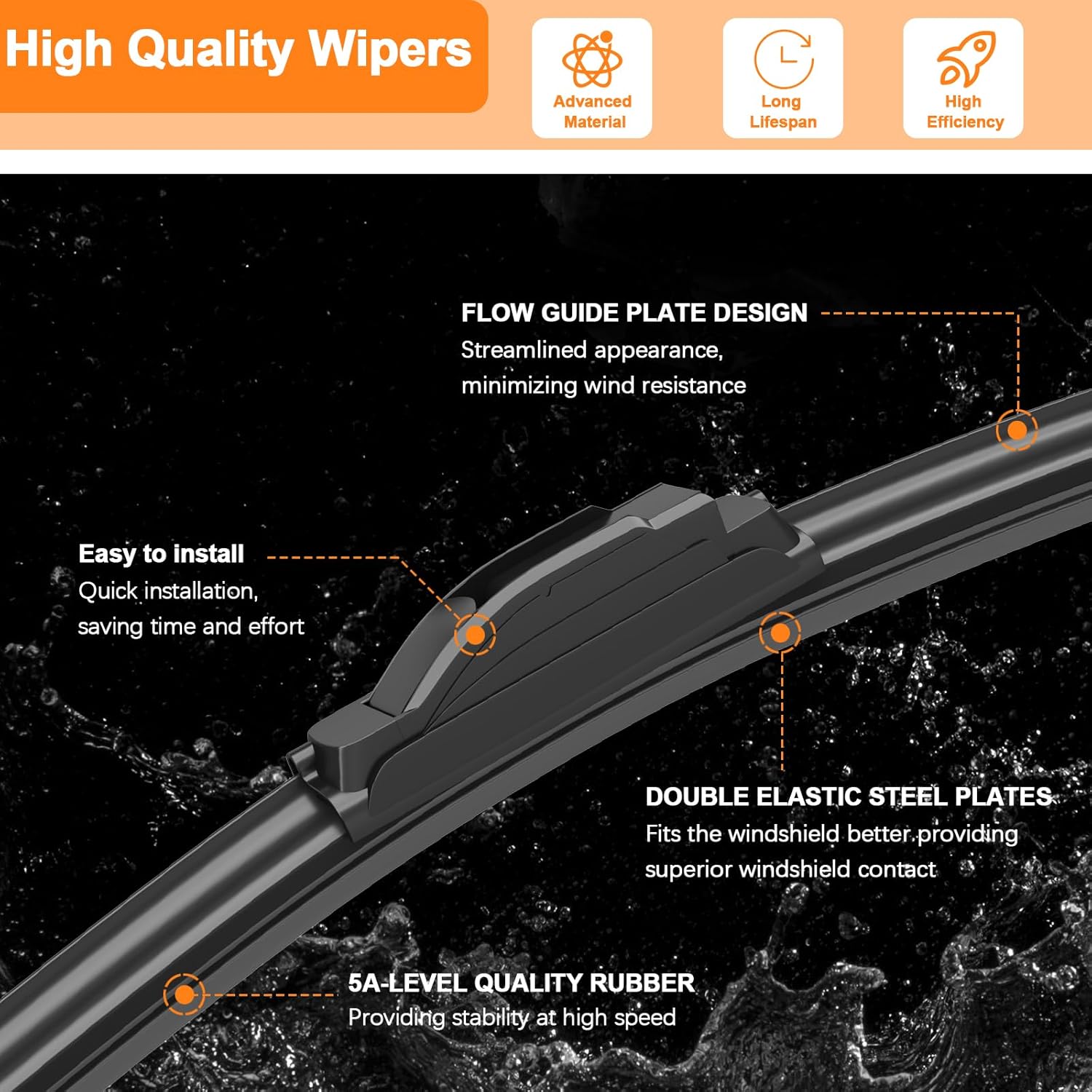 HULADAED® 26'' 17'' 14'' Windshield Wipers Replacement for Subaru Forester 2018-2012 Outback/Legacy 2019-2015,Silicone Front Rear Wiper blades for MY Car-All Weather & Quiet(3 PACK)