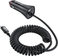 [Apple MFi Certified] Syncwire iPhone Car Charger 32W Super Fast Car Phone Charger Cigarette Lighter USB Car Adapter with Build-in 5FT Coiled Lightning Cable for Apple iPhone 14/13/12/11/XR/Max, iPad