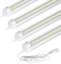 hykolity 30W 2FT LED Shop Light, 3500lm 6500K Super Bright White, Linkable Ceiling Light Fixture, V Shape Integrated T8 LED Tube Light with Built-in ON/Off Switch for Workbench, Cabinet, ETL, 4 Pack