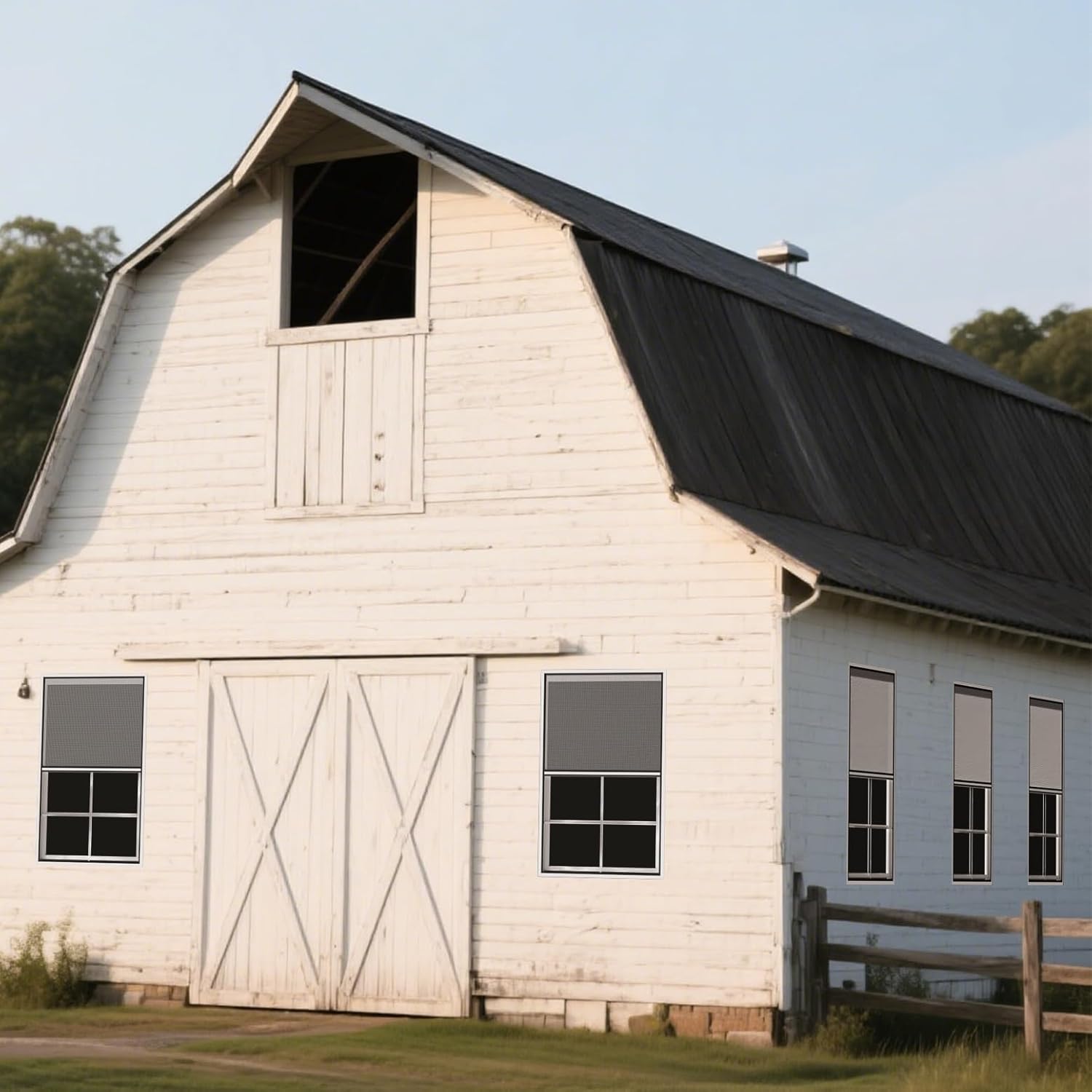 2 Pack 24" x 36"Shed Window, with Tempered Glass and Fiberglass Screen for Shed, Chicken Coop, Playhouse, Household, Garage