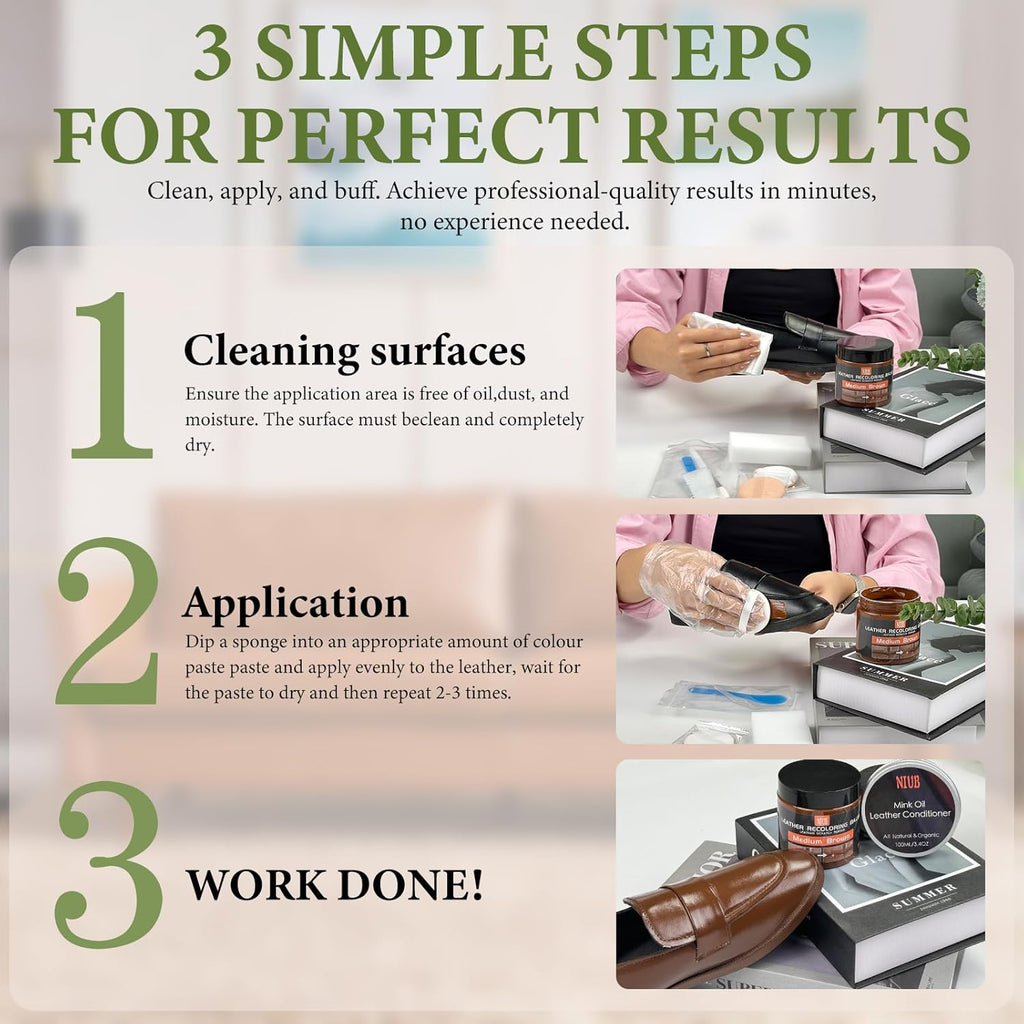 Leather Recoloring Balm Leather Color Restorer Scratch Repair Leather Paint for Furniture Couches Car Seats Shoes Bags Leather Dye and Scratched Leather with Leather Conditioner - Medium Brown