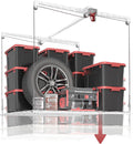 Overhead Garage Storage Rack, Adjustable Heavy-duty 4x4 Ft Ceiling Storage Racks with Safety Lock, Ideal for Garage Storage Lifting Organization System, 250lbs Capacity, White