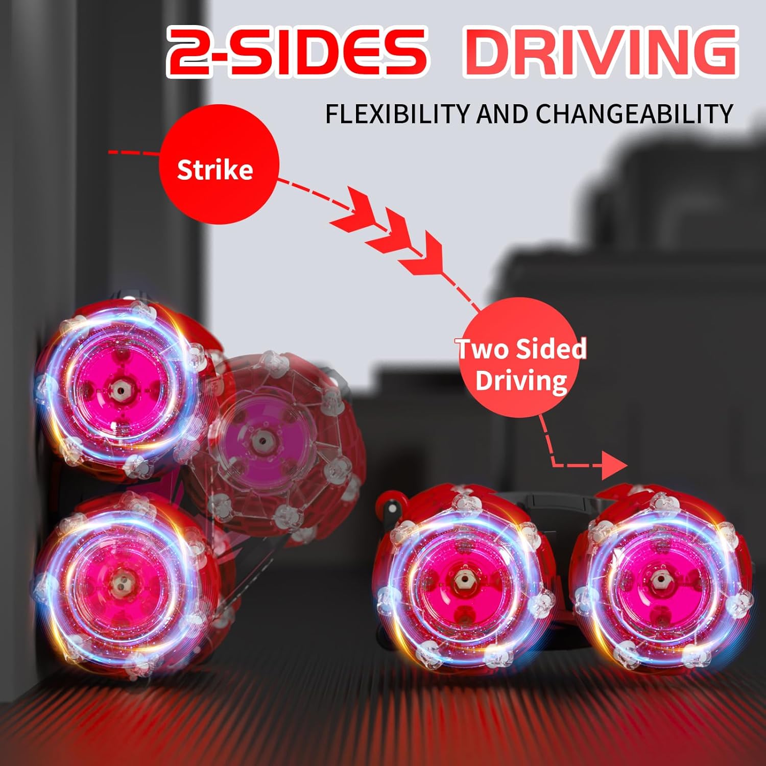 Gesture Sensing RC Stunt Car, 2.4 Ghz 4WD Remote Control Cars, Cool Lighting and Music, Double-Sided Rotating Off-Road Vehicle 360° Flipping Car, Present for Boys and Girls Aged 6-12