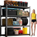 59" H Garage Shelving 2400LBS Capacity Heavy Duty Storage Shelves, Adjustable 4 Tier Metal Industrial Shelf for Kitchen, Utility Room, Warehouse and Basement,14" Dx32 Wx59 H, Black