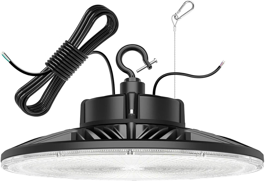 480V High Bay LED Lights 240W 36000LM(150LM/W) UL DLC Listed 0-10V Dimmable UFO High Bay Lighting 240W 200W 150W Adjustable 5000K IP65 Barn Workshop Warehouse Gym Factory Light