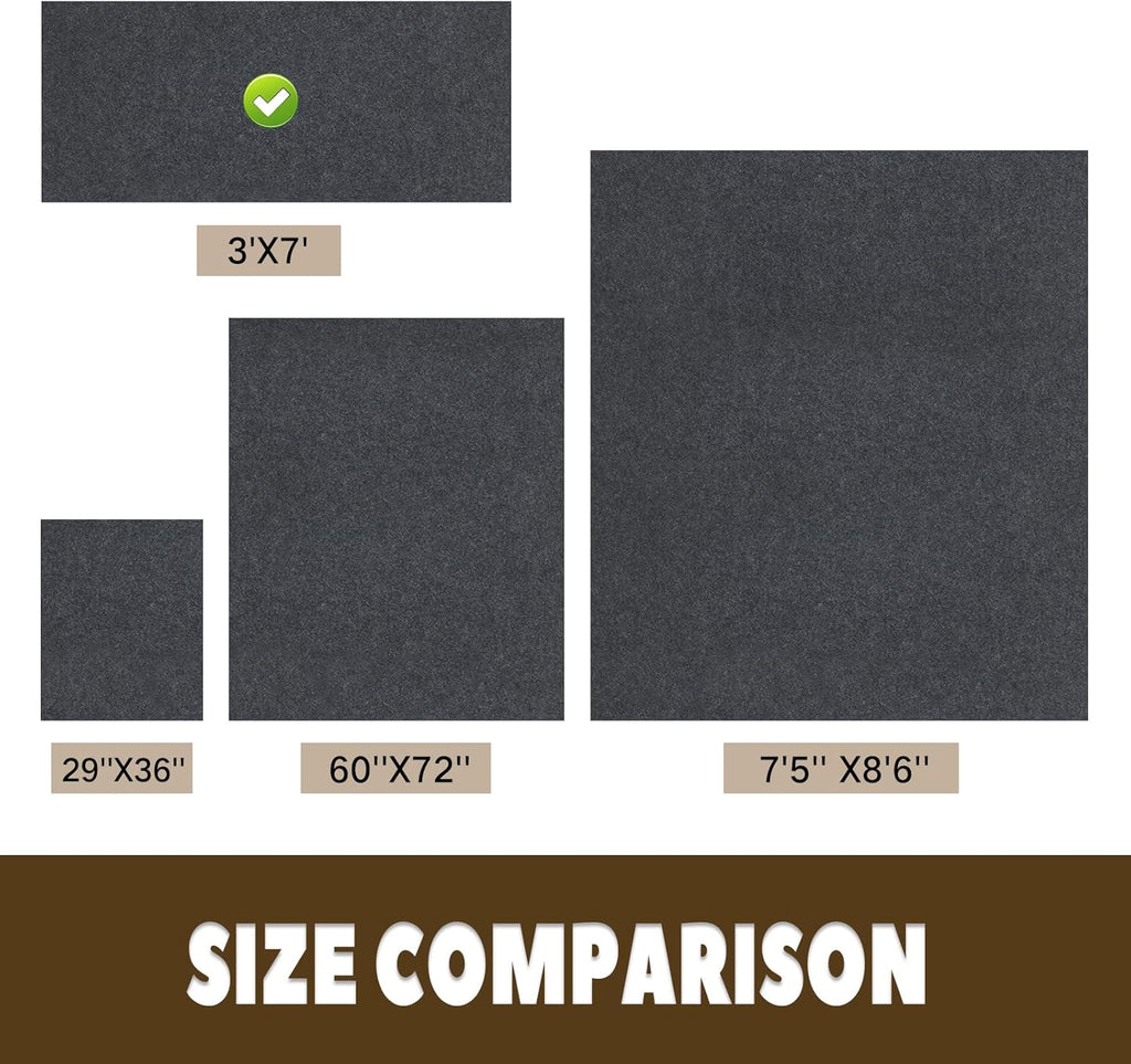 Oil Spill Mat, 3' x 7', Garage Floor Mat Under Car, Waterproof/Durable/Non-Slip TPR Backing, Reusable Absorbent Pad, Charcoal