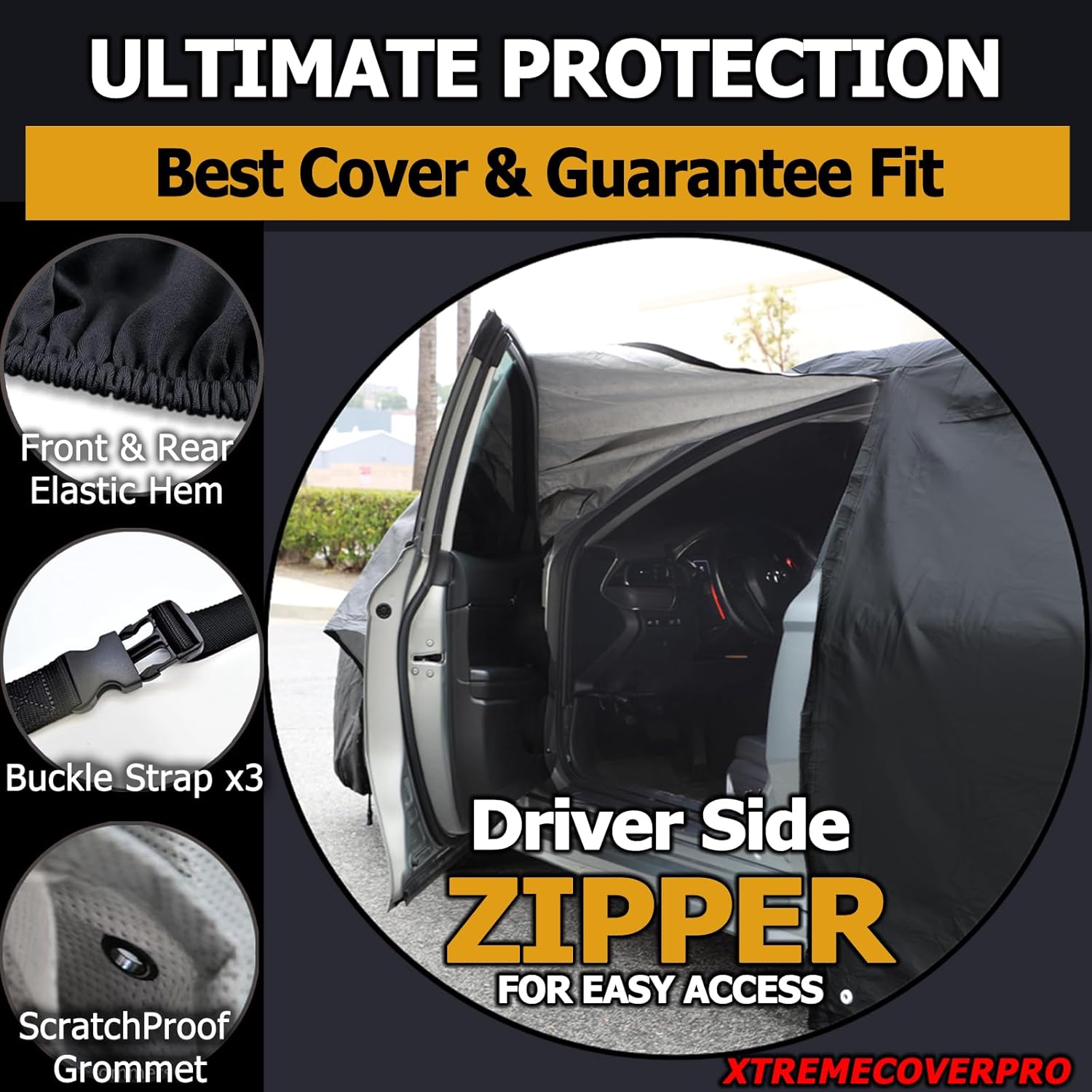 All Weather Waterproof car Cover Good for rain Snow uv Protection dust Compact Coupe Mustang XLR F-Type 370z SL550 GR Supra 300SL SC430 Mazda3 Black