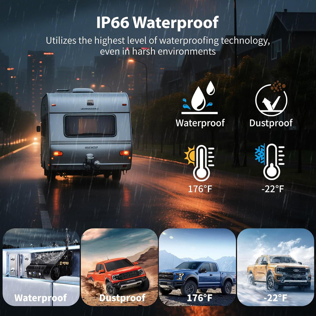 Solar Wireless Backup Camera Magnetic, 7 Inch Portable Installation RV Backup Camera, 1080P HD Rear View Camera, Rechargeable 7'' Monitor Kit for Car, IR Night Vision, 150° Wide Angle, DIY Guide Lines