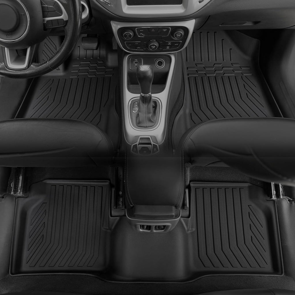 Floor Mats Set for 2017-2025 Jeep Compass Accessories(New Body Style 2nd Generation), Full Coverage All Weather Floor Mats with Cargo Mat TPE Includes Backrest Protectors & Door Sill Guards