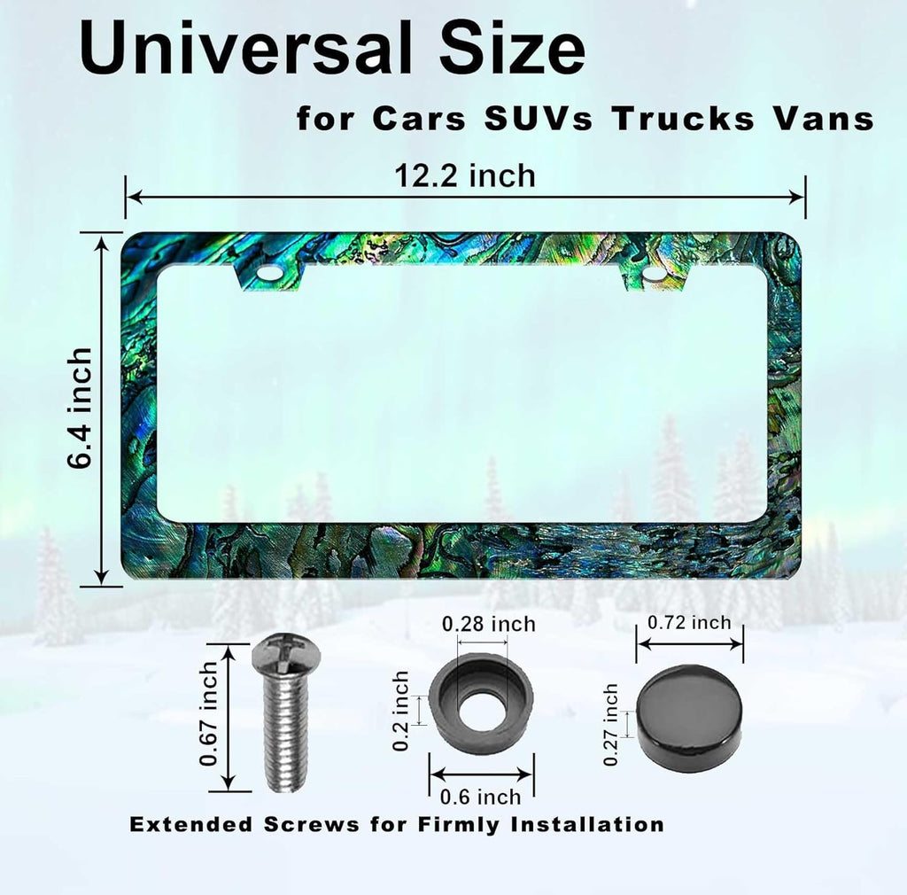 Abalone License Plate Frame-Faux Abalone Car License Plate Holder Auto Accessory Bracket Metal License Plate Frames Abalone-1Pcs